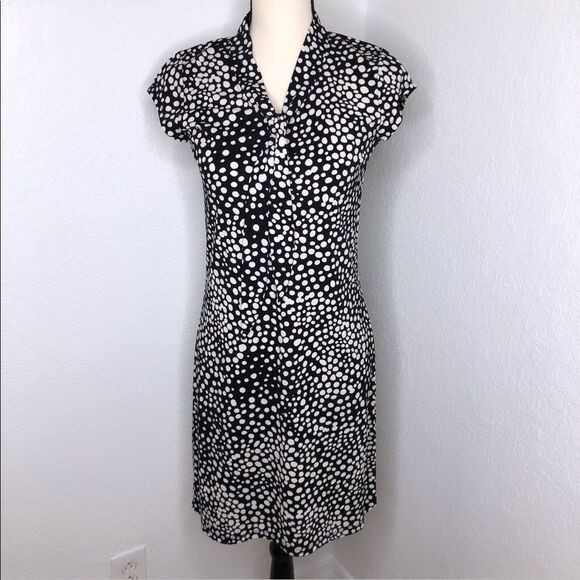 DKNY Black & White Polka Dot Shift Dress Sz P - Picture 1 of 6